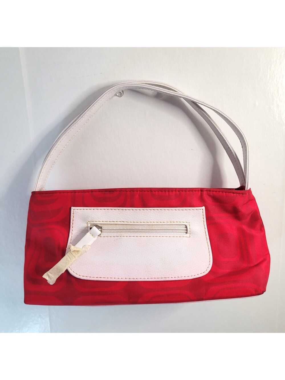 Estee Lauder Mini Red & White Geometric Shoulder Bag Purse Cosmetics Bag NWOT